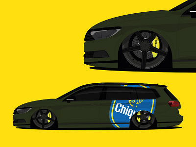 Chiquita banano Volkswagen Passat B8 by ugly duckling brembo car cardesign carwrapping chiquita duckling illustration passat tuning ugly volkswagen wrapping