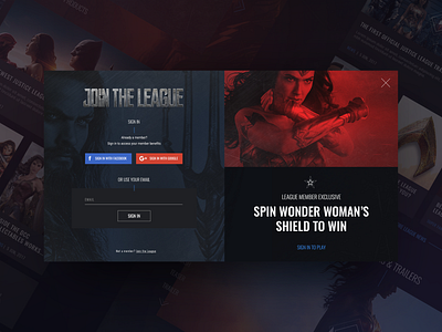 Justice League: Join the League hub platform ui ux web website