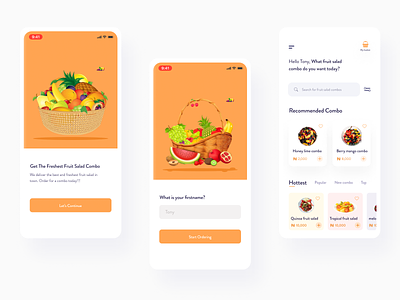 Fruit Salad Vendor app app design authentication food delivery foodapp fruit fruits fruity minimal mobile onboarding popular ui uiux ux
