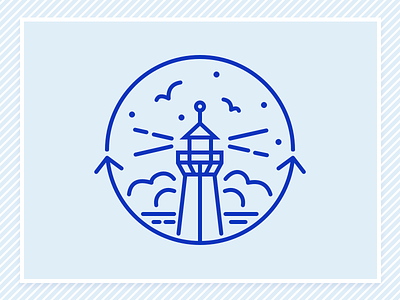 Badge "Hafenliebe" anchor babyblue badge birds blue design icon lighthouse lines points ui ux