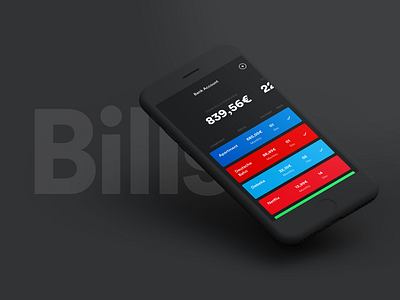 Bills App app bills black cards colors lines list motion numbers phone ui ux