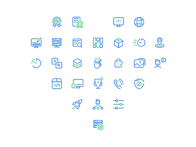Icon Set - Two Colors blue green icons icons set illustration people rocket ui ux webdesign website