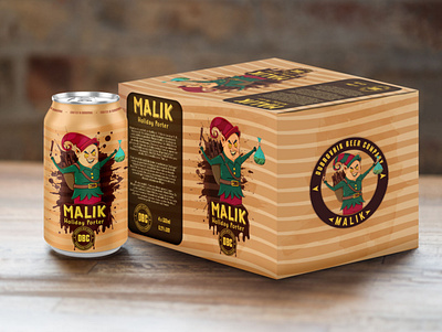 Malik box mockup beer beer box beer label box branding christmas creature design elf illustration mockup vector