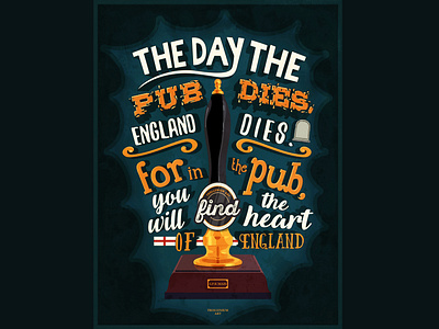 Pubs beer cask illustration lettering poster pubs typography vector