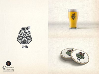 JHB logo beer beer art beer glass beer mat branding cabin cabin logo coaster glass logo logodesign mockup vector