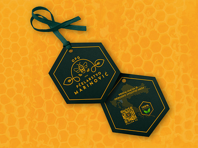 OPG Marinović tag card bee branding card honey logo map mockup organic print product re branding tag vector