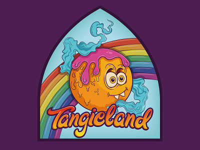 Tangieland candy candyland game icing illustration lettering orange rainbow sky smoke tangerine vape vector