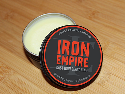 Iron Empire Cast Iron Seasoning Label Design