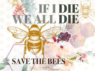 Save the Bees bee design honey illustration savethebees typography vector web