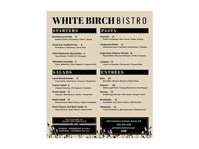 White Birch Bistro Menu birchtrees layout menu menulayout