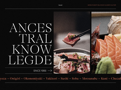 Koi Food - Concept 001 classy food homepage jap japanese landing page luxury minimal noise sketch typography ui ui design uiux ux webdesign