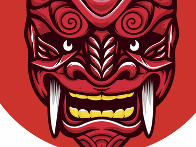 Oni japan mask red vector