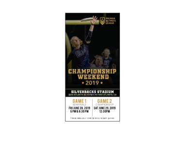 Premier Ultimate League Championship Tickets branding graphic design print design tickets
