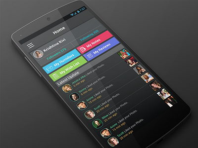 Social Android UI android black clean home list social timeline ui