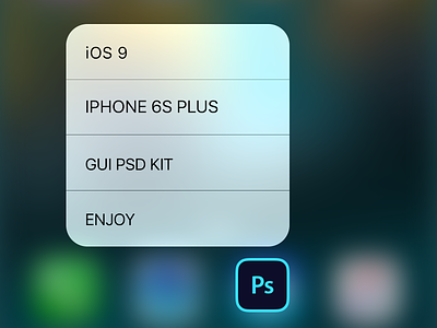iOS 9 iPhone 6S Plus GUI PSD 3D Touch 6s plus download free freebies gui ios9 iphone menu psd ui ux vector