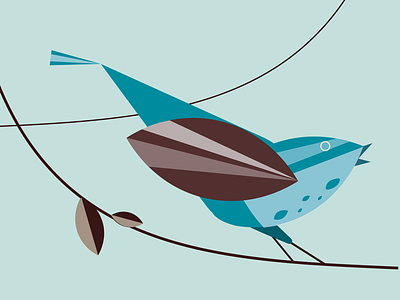 On a Wire bird digital illustration vector