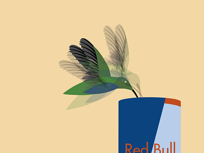 Humming digital hummingbird illustration red bull vector