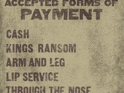 accepted forms of payment idiom texture typography