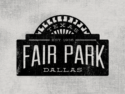Fair Park badge dallas ferris wheel logo texture