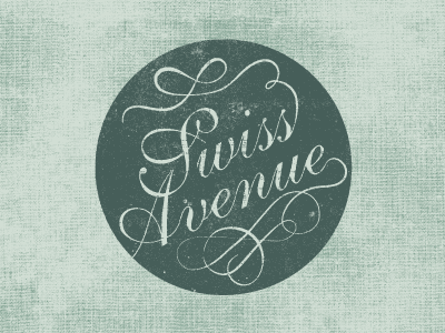 Swiss Avenue badge dallas logo swash texture typography