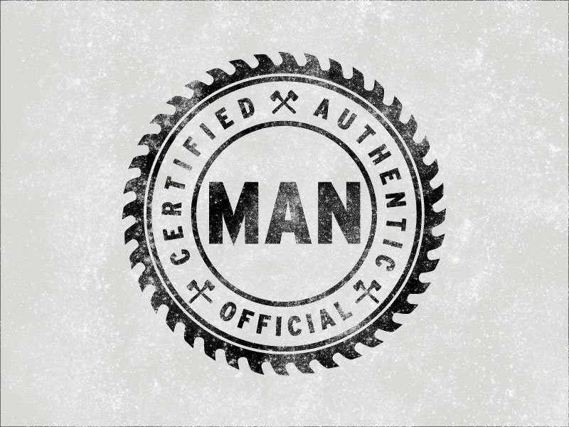 Man man saw badge official logo blade manly masculine certified authentic