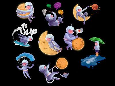 Space boy stickers