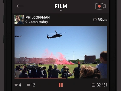 Film app dark ferris flat ios iphone ui ux video