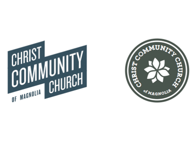 Christ Community Church of Magnolia angled blue branding church circle green logo