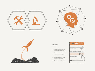 Element Illustrations gray icons illustrations orange science! textured