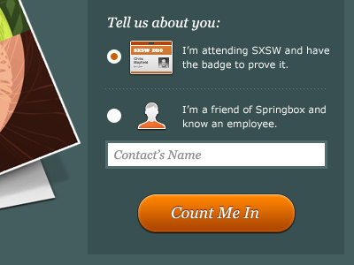 Landing Page - RSVP update green orange sxswi website