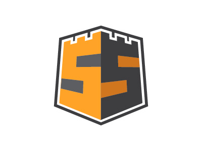 Strongspace Shield gray logo mark orange strongspace