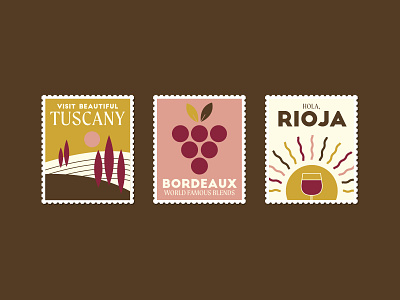 Wine Region stamps branding design illustration travel vector wine