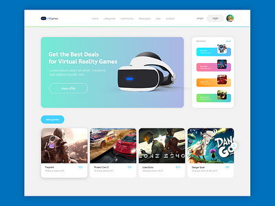 Virtual Realty Games design illustrator minimal ui ux web website