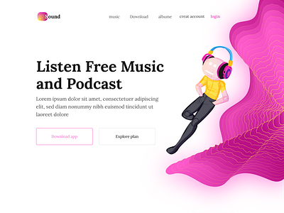 sound - listen free music design illustration illustrator logo logo design ui ux vector web website