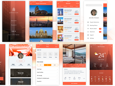 Travel Hotel Online Reservation app sketch ui