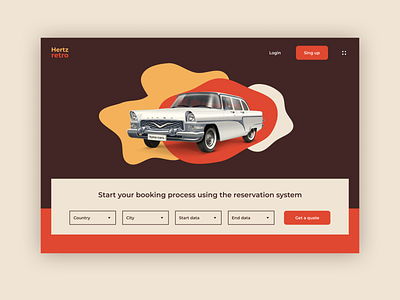 Hertz Retro auto Landing page auto automobile brand branding design figma landing landing page login logo minimal retro shop sign up store ui ui ux ux web website