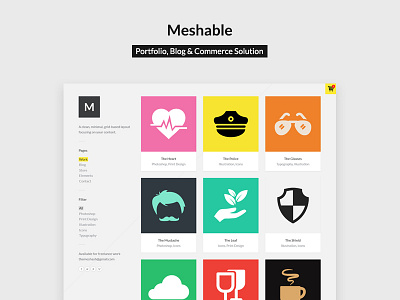 Meshable: A Creative Grid Based HTML Template blog clean commerce creative gallery journal minimal portfolio shop themeshash typography work
