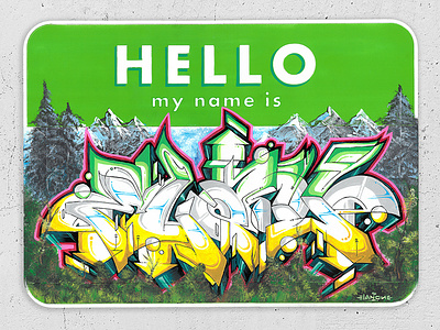 Hello, my name is Elan art bob ross graffiti hello illustration painting