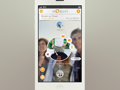 Timeline app design event interface ios iphone moment nicolas fallourd orange ui ux yellow