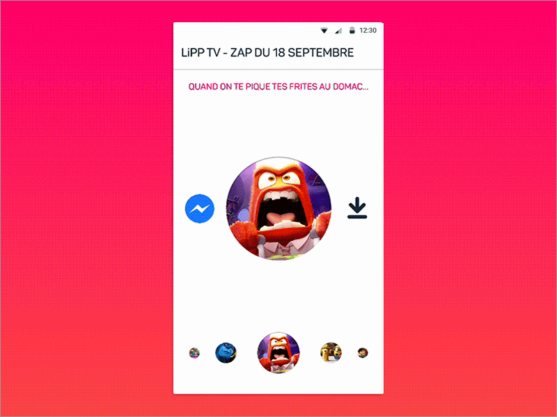 LiPPTV android animation app fun lipp material nicolas fallourd pink tv ui ux