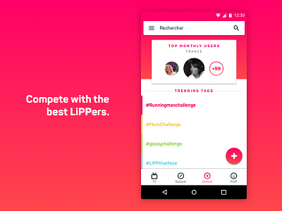LiPP Contest android app contest leaderboard lipp material mobile nicolas fallourd pink tag ui ux