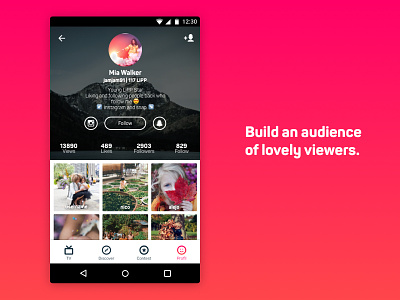 LiPP Profile android app grid lipp material mobile nicolas fallourd pink profile ui ux video