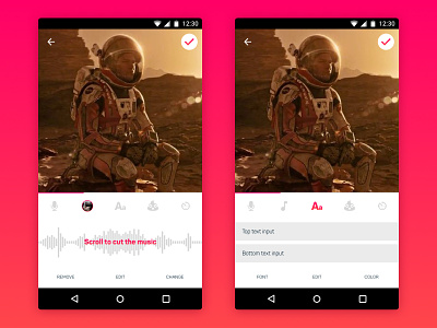 Music & Text android app lipp material mobile music nicolas fallourd pink recorder text ui video