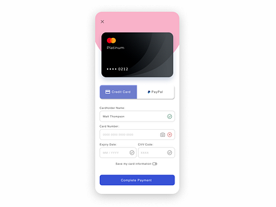 DailyUI: #002 Credit Card Checkout checkout creditcardcheckout dailyui mobile payment ux