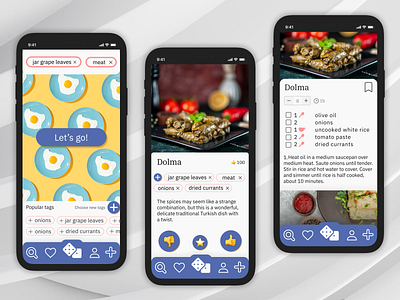 "Tinder" for recipes concept app app design concept cooking food ios makeevaflchallenge mobile app recipes app screen design ui ui design