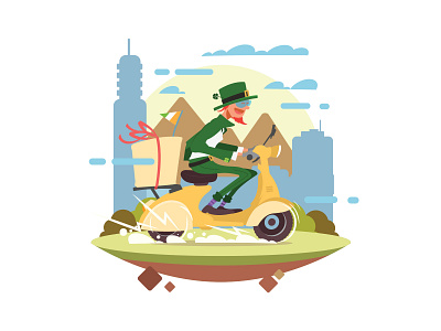 Developed art city design developer illustration irish leprechaun pub vector