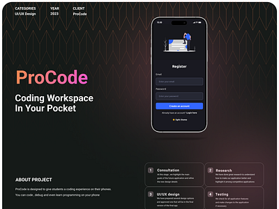 Phone Coding App ProCode | UI & UX Design