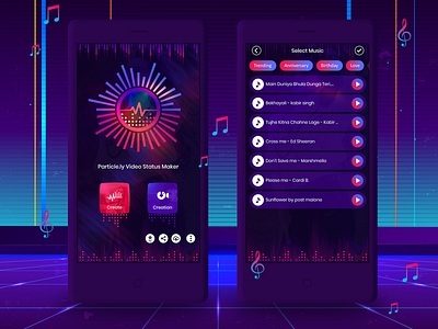 Particle.ly Video Status Maker app design fancy font illustration logo particle status ui video maker video status maker video status maker