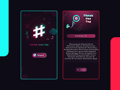 Hashtags for Tik Tok app ui hashtag logodesign tiktok uiux