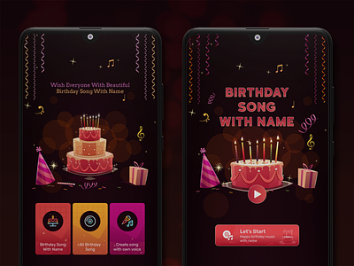 Birthday Song Maker app design app uiux birthday birthday party birthday song illustration